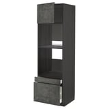METOD kitchen cabinets, dark gray, sleek urban design with concrete effect and multiple shelves/drawers.