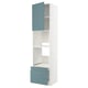 A white METOD kitchen unit with turquoise doors and drawer, featuring sleek modern design with smooth surfaces and full-extension drawers.