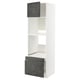 This image shows a white METOD kitchen cabinet with dark grey kalhyttan concrete effect doors. It open shelves and drawers.