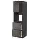 Black kitchen cabinet with two drawers and an open shelf. Modern urban design with concrete effect finish.