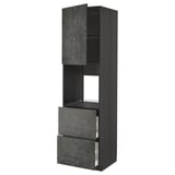 METOD kitchen unit in grey concrete effect with drawers and shelves.
