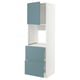Option: White METOD kitchen unit with turquoise drawers and door.