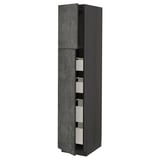 Dark grey, tall cabinet with concrete effect doors, from ikea METOD kitchen system.