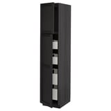 METOD / MAXIMERA Hi cab w 2 doors/4 drawers, black/Lerhyttan black stained, 40x60x200 cm