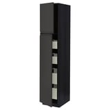 Modern black ikea METOD kitchen cabinet with sleek, minimalist design and integrated handles.