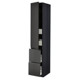 Modern black kitchen unit with two drawers, one shelf, and sleek, minimalist design.
