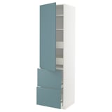 Turquoise METOD kitchen cabinet with adjustable shelves and smooth drawers.