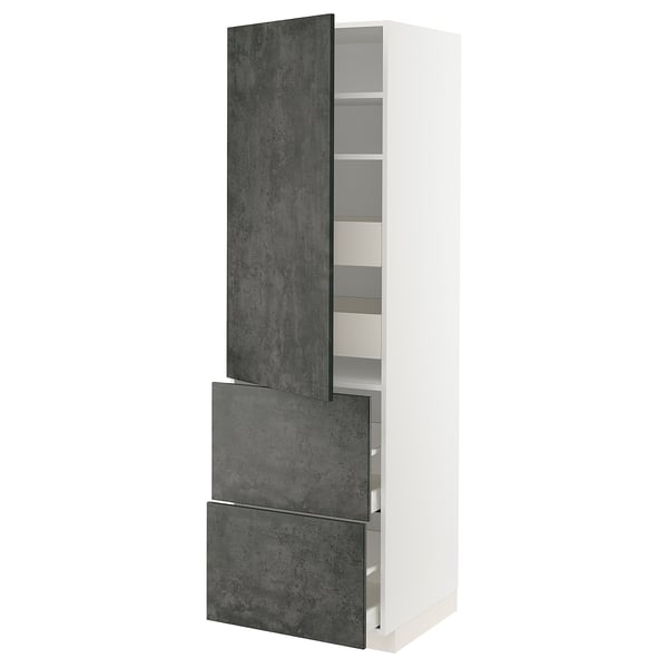 METOD kitchen with dark grey concrete kalhyttan doors and drawers.