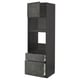 A dark grey ikea METOD kitchen cabinet set. It includes a tall frame with adjustable shelves and drawers, combining modern design and functionality.