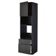 Black ikea METOD kitchen cabinet in modern design with open shelves and drawers.