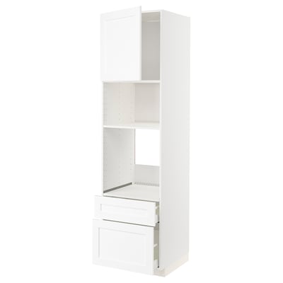 White METOD kitchen unit with adjustable shelf, drawer, and modern design.