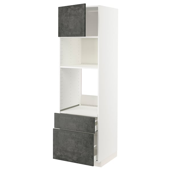 Modern kitchen unit: METOD, white & dark grey, sleek design, recessed handles, adjustable shelf, and soft-close drawers.
