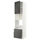 METOD kitchen cabinet in white with dark grey drawers and door. Tall unit with shelves, drawers, and a door.