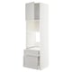 The METOD kitchen unit in light grey with a classic design. It includes an openable door, two pull-out drawers, and adjustable shelves for storage.