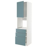 Ikea METOD turquoise kitchen cabinet with drawers.