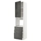 White METOD kitchen cabinet with dark grey drawers and adjustable shelves.