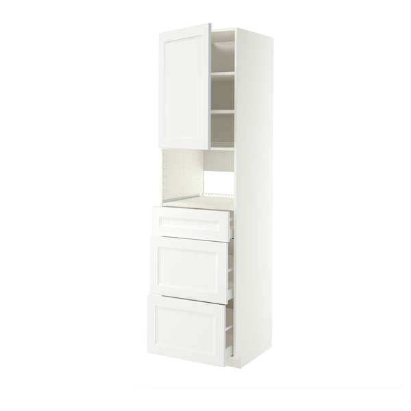 METOD / MAXIMERA High cabinet f built-in appliances, white/Axstad matt white, 60x60x220 cm