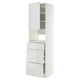 White METOD kitchen unit with multiple drawers and cabinet, high-gloss finish.