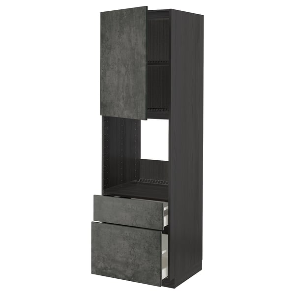 Dark gray METOD kitchen cabinet with drawers and shelf.