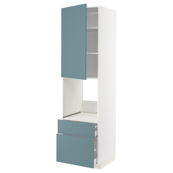 METOD kitchen unit: white & turquoise, modern design with drawers and shelves.