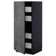 A dark grey METOD kitchen cabinet with multiple shelves and drawers, featuring a modern, urban design.