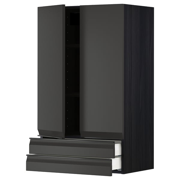 Black METOD kitchen cabinet with modern design and drawers.