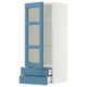 IKEA METOD kitchen unit with blue frame. White cabinet, blue drawers, glass shelves. 25-year guarantee.