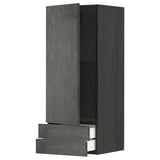 METOD dark grey concrete cabinet, slim design with pull-out drawer and adjustable shelf.