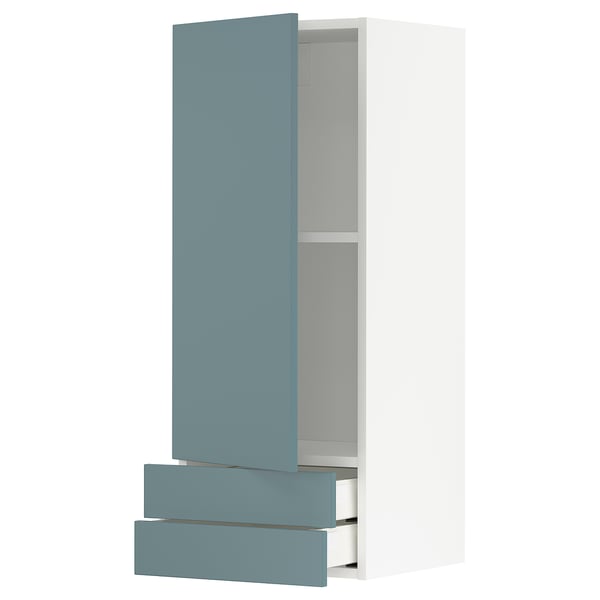 Modern turquoise METOD kitchen cabinet with drawer and minimalist door.