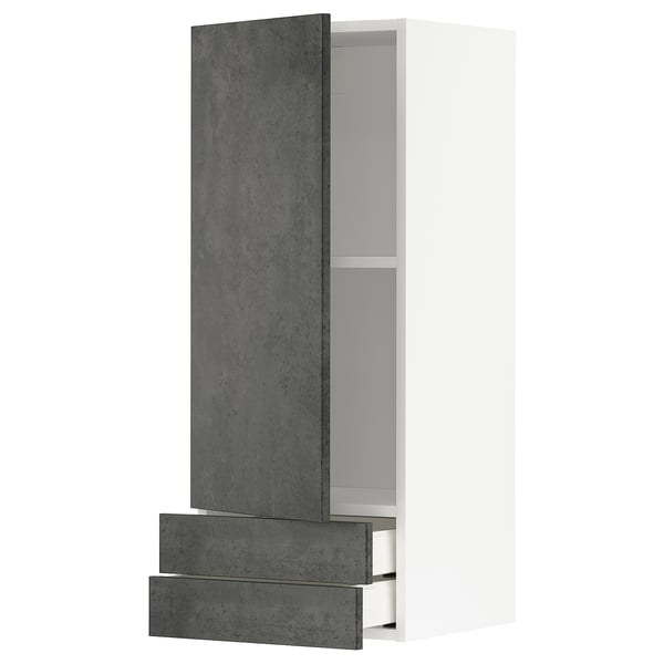 Modern METOD kitchen unit in grey with 2 drawers and shelf.