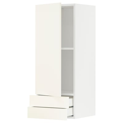 White METOD kitchen unit, drawer, and shelf. Modern, clean design.