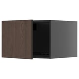 Open dark brown METOD kitchen cabinet, oak, square.