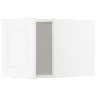 METOD white kitchen cabinet, square shape, modern design with plastic foil front.