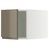 METOD kitchen cabinet in high gloss dark grey-brown with sleek design and integrated handles, part of modern kitchen system.