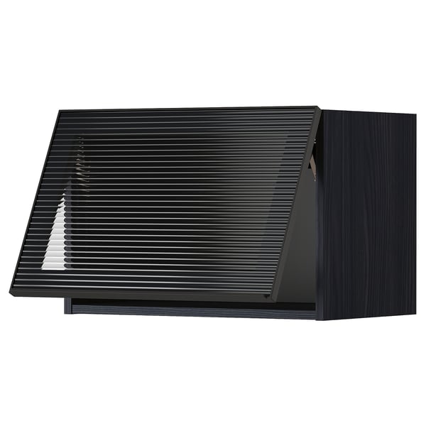 METOD black kitchen cabinet with vented door and sleek frames.