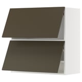 Black kitchen cabinet with two dark brown doors and a sleek, modern design.