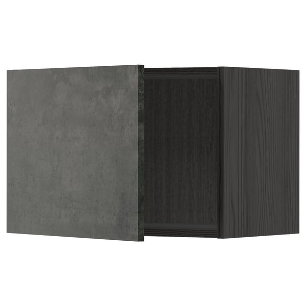A dark grey kitchen cabinet from the METOD system, featuring a concrete effect finish and a rectangular shape.