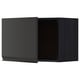 Black kitchen cabinet with modern design, flat panel door, and square shape.