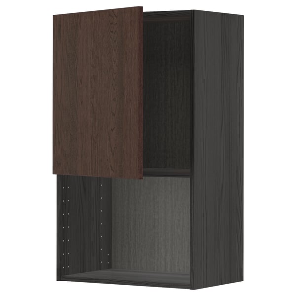 METOD kitchen cabinet, dark brown with oak veneer, rectangular, sturdy wood frame.