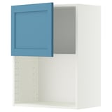 METOD Wall cabinet for microwave oven, white/Lerhyttan blue, 60x80 cm