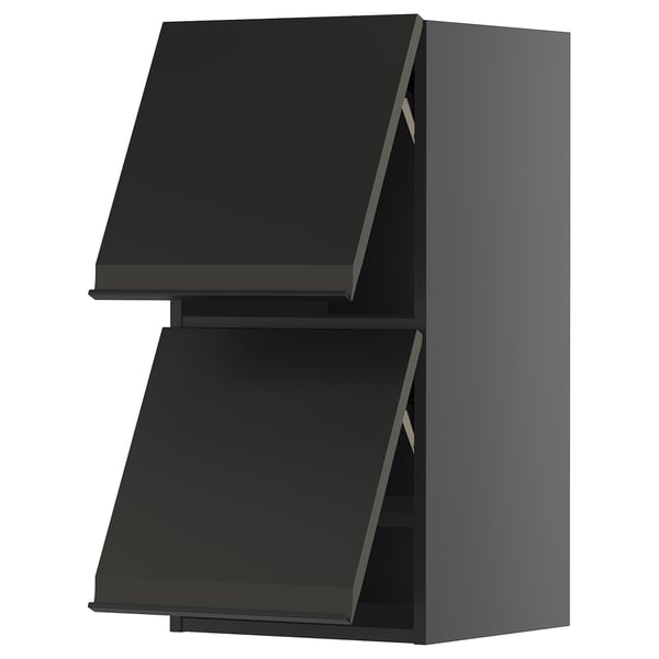 Black kitchen cabinet.