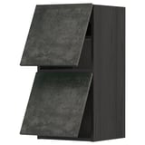 METOD kitchen cabinet in dark grey with concrete effect, rectangular shape, two open shelves, modern urban design.