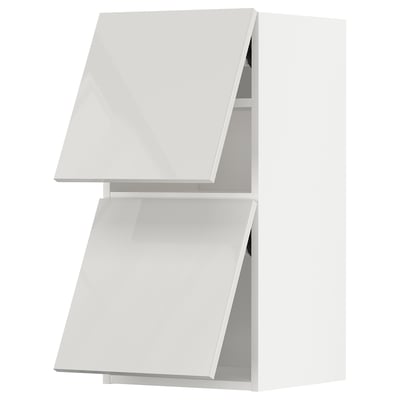 Modern white high-gloss kitchen cabinet, rectangular shape, sleek design.