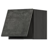 METOD kitchen unit with dark grey concrete effect doors, wood grain sides, angled top.