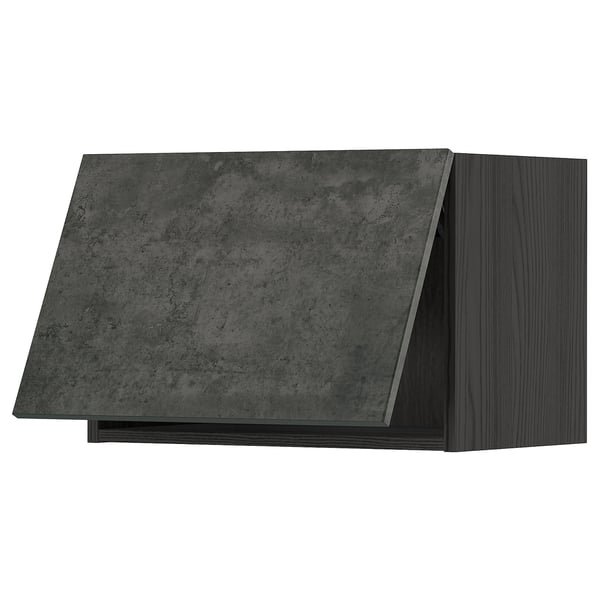 Dark grey concrete effect kitchen cabinet with sleek design.