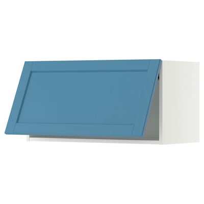 METOD Wall cabinet horizontal, white/Lerhyttan blue, 80x40 cm