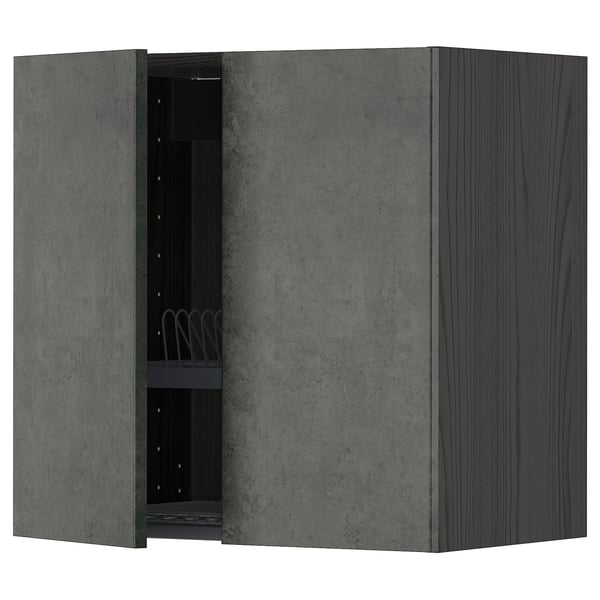 METOD grey concrete cabinet, square, two doors, wall-mount.