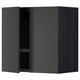 Black kitchen cabinet, modern design. Made from particleboard, wood finish, with adjustable shelves.