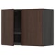 METOD dark brown oak wall cabinet with shelves.