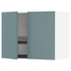 Turquoise METOD kitchen cabinet with steel dish drainer, modern design.